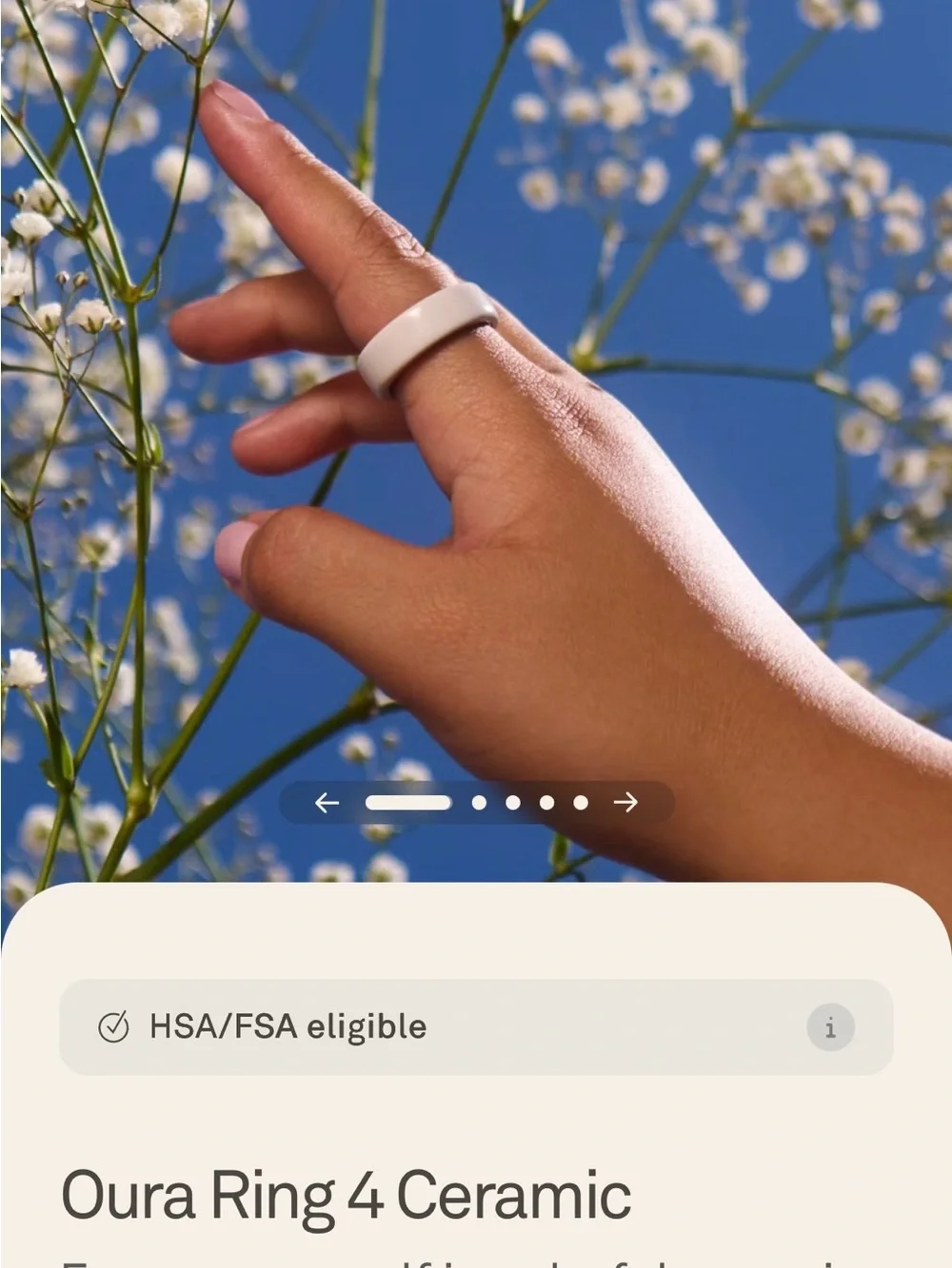 Oura Ring Gen 4 Ceramic Smart Ring — White Ceramic